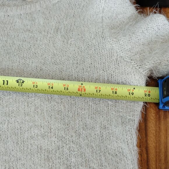 Abercrombie & Fitch Eyelash Sweater Women Sz M Cotton Blend Metallic Shaggy - Picture 7 of 10